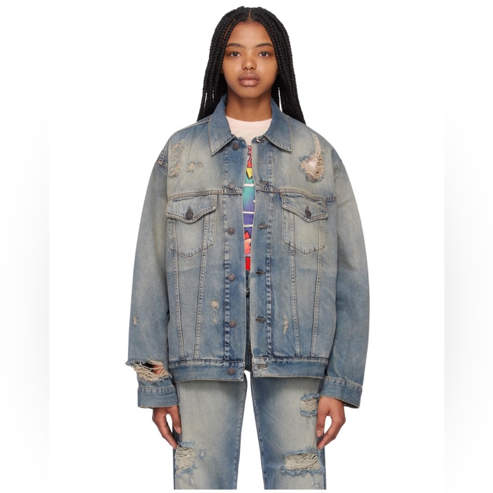 Acne Studios ‘tram trashed’ boyfriend style denim jacket